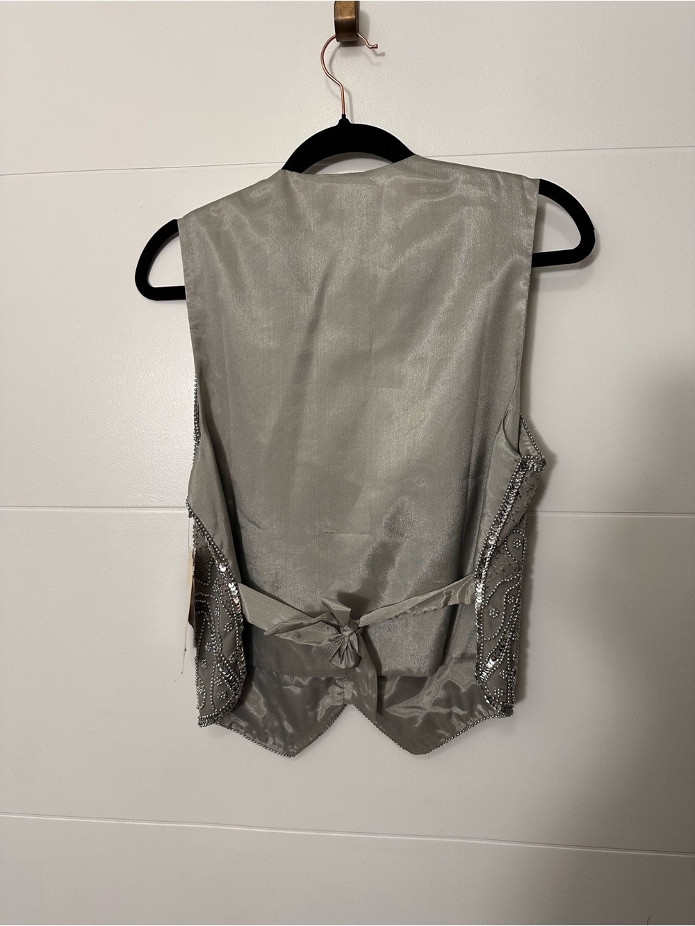 Spenser Jeremy Vintage Silver Beaded Sequin Women's 100% Silk Size S NWT - Picture 6 of 7